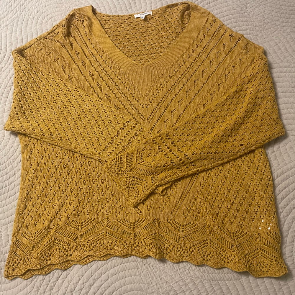 Yellow Crochet Knit Sweater